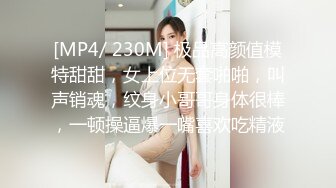 [MP4/ 230M] 极品高颜值模特甜甜，女上位无套啪啪，叫声销魂，纹身小哥哥身体很棒，一顿操逼爆一嘴喜欢吃精液